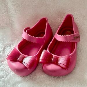 ZAXY by Mini Melissa Pink Shoes with Glitter Bow sz 6